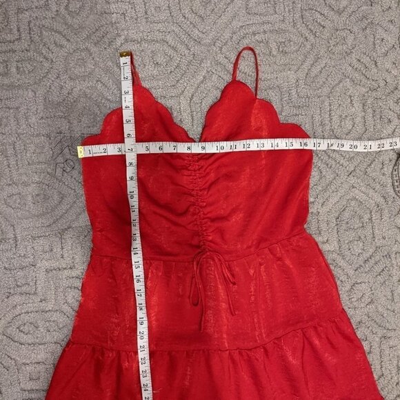 NEW MONTEAU Los Angeles red scallop dress size L @Z - Picture 9 of 12